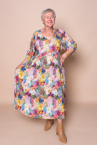 Zandra Midi Dress in Pink Multi