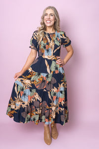 Toula Dress in Navy Multi