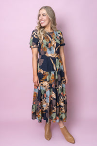 Toula Dress in Navy Multi