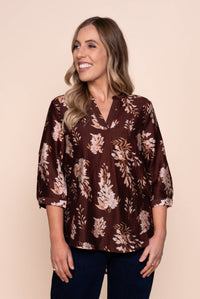 Marisha Floral Top in Chocolate
