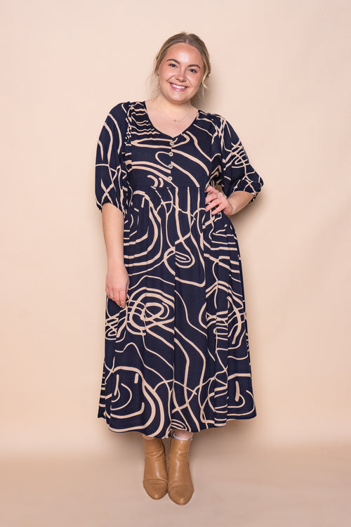 Isimay Midi Dress in Navy