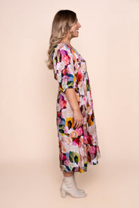 Simona Midi Dress in Pink Multi
