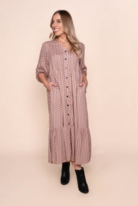 Vicky Midi Dress in Dusty Pink