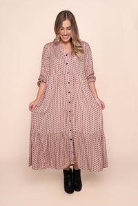 Vicky Midi Dress in Dusty Pink