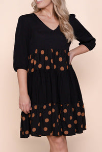 Wynona Polka Dot Dress in Black