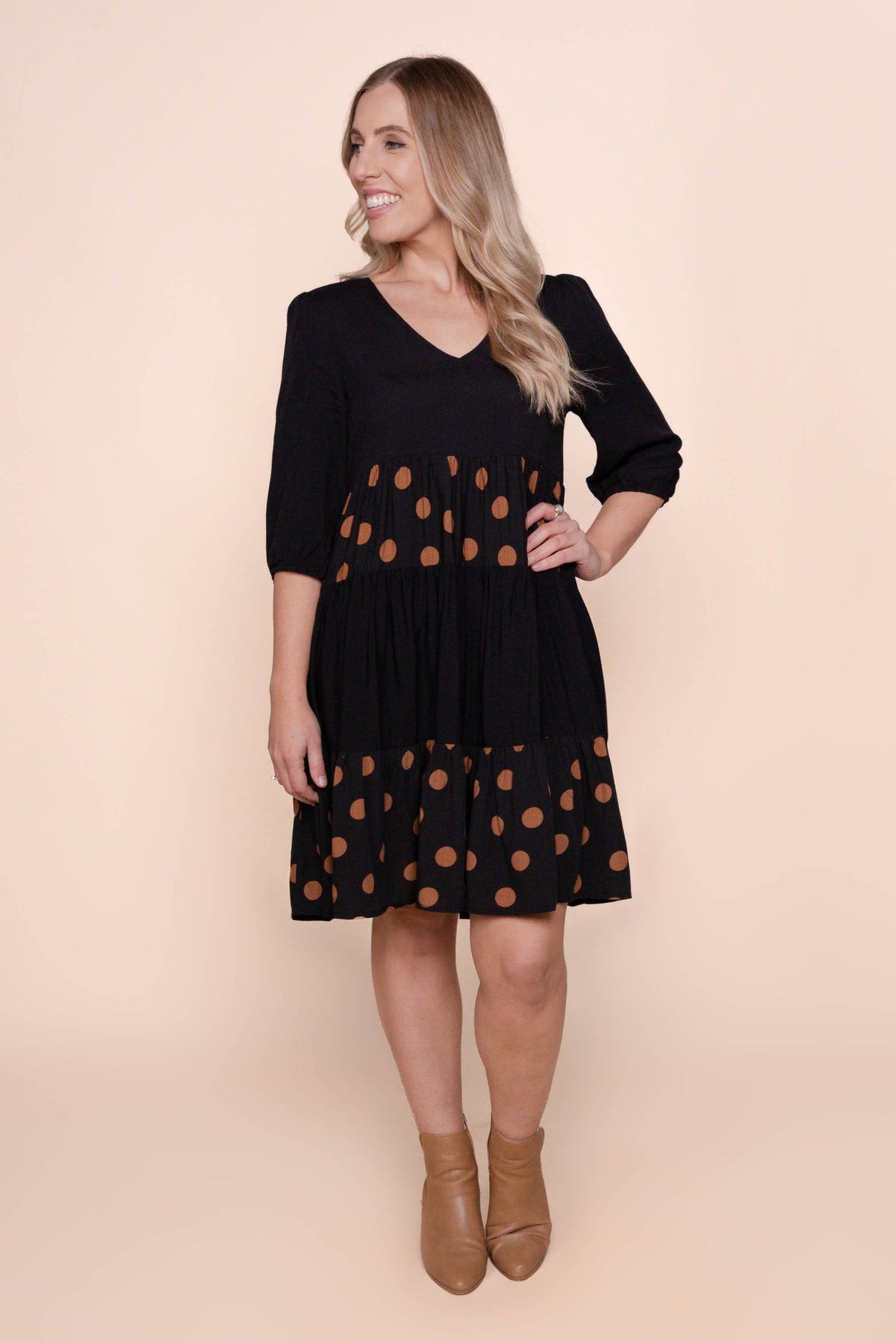 Wynona Polka Dot Dress in Black