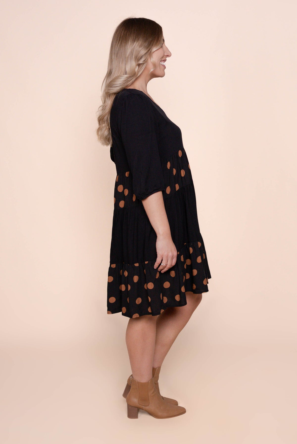 Wynona Polka Dot Dress in Black