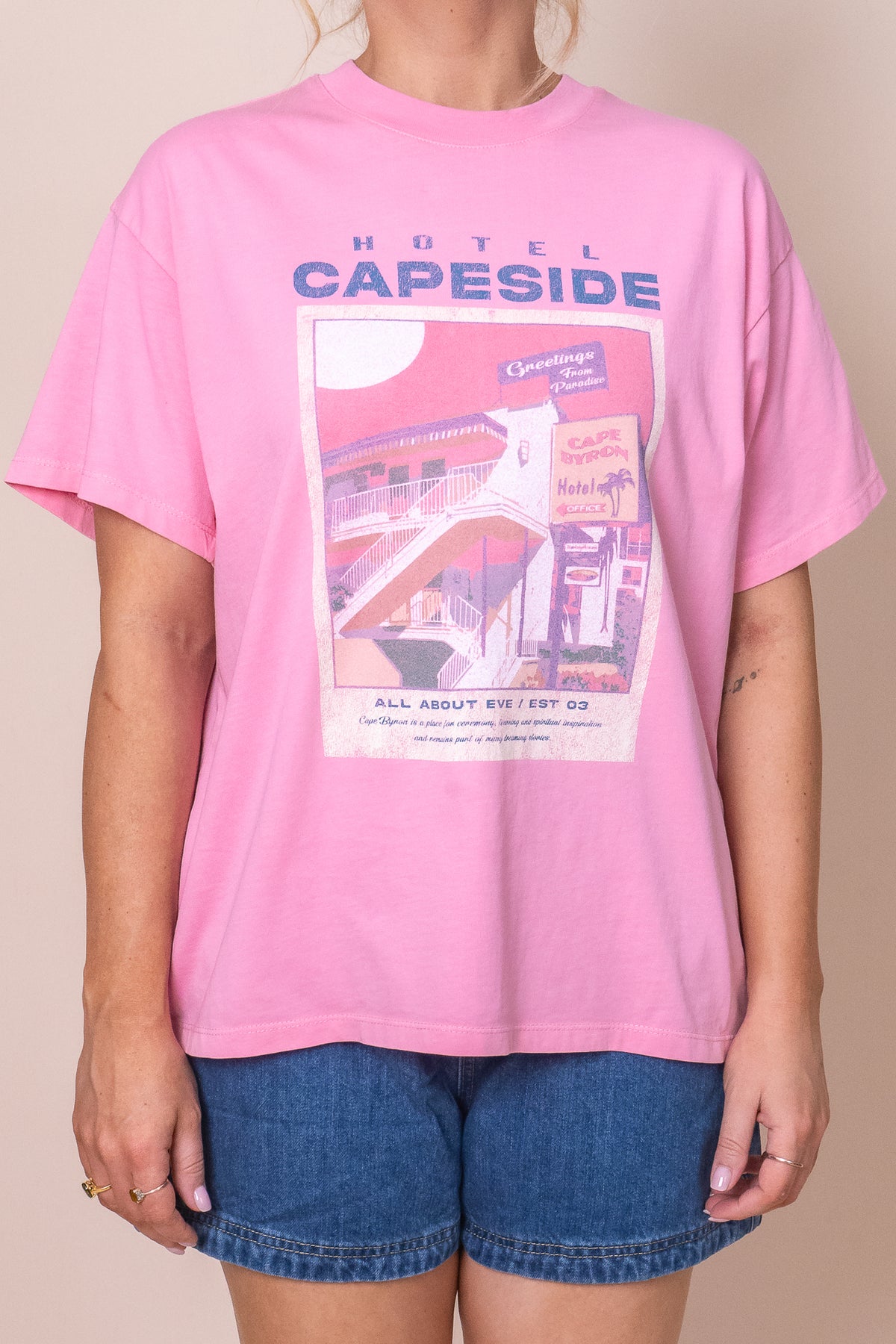 Capeside O/S Tee in Pink - All About Eve