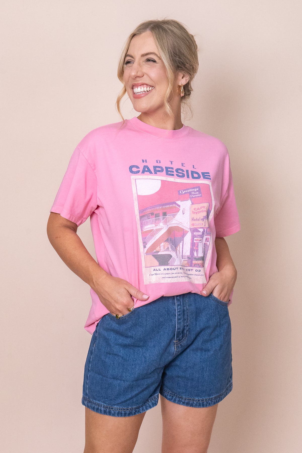 Capeside O/S Tee in Pink - All About Eve