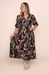 Nylah Midi Dress in Black