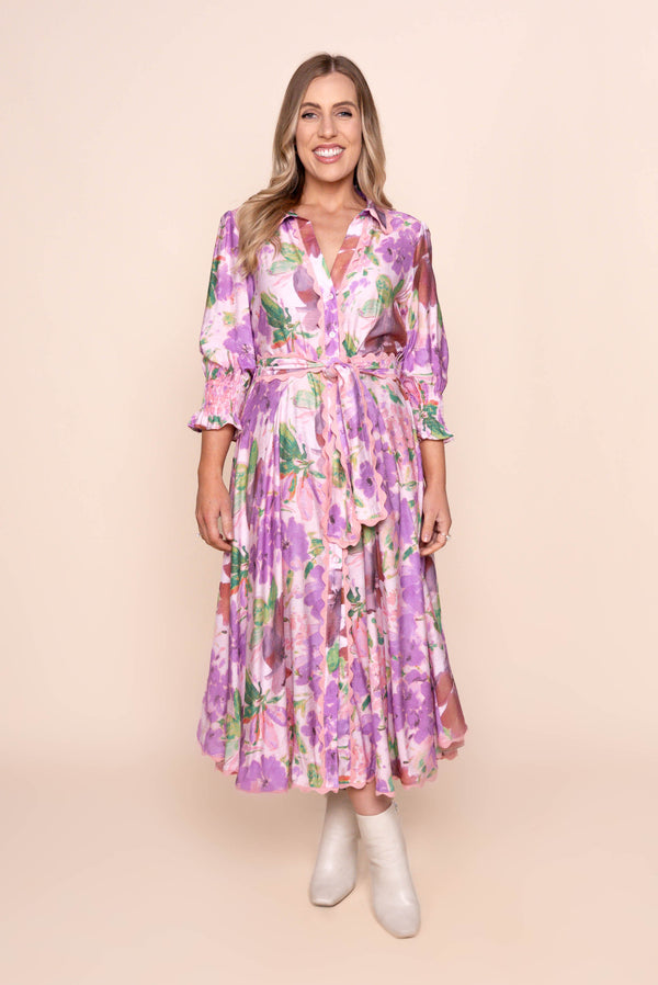 Nelsa Midi Dress in Pink Multi
