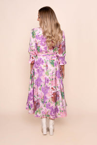 Nelsa Midi Dress in Pink Multi
