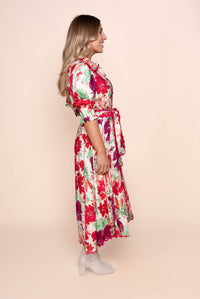 Nelsa Midi Dress in Raspberry Multi