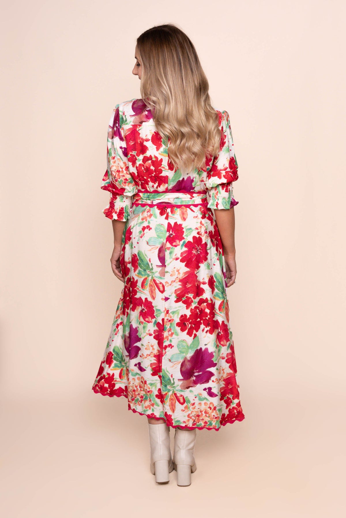 Nelsa Midi Dress in Raspberry Multi