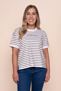 AAE Washed Stripe Tee in Black - All About Eve