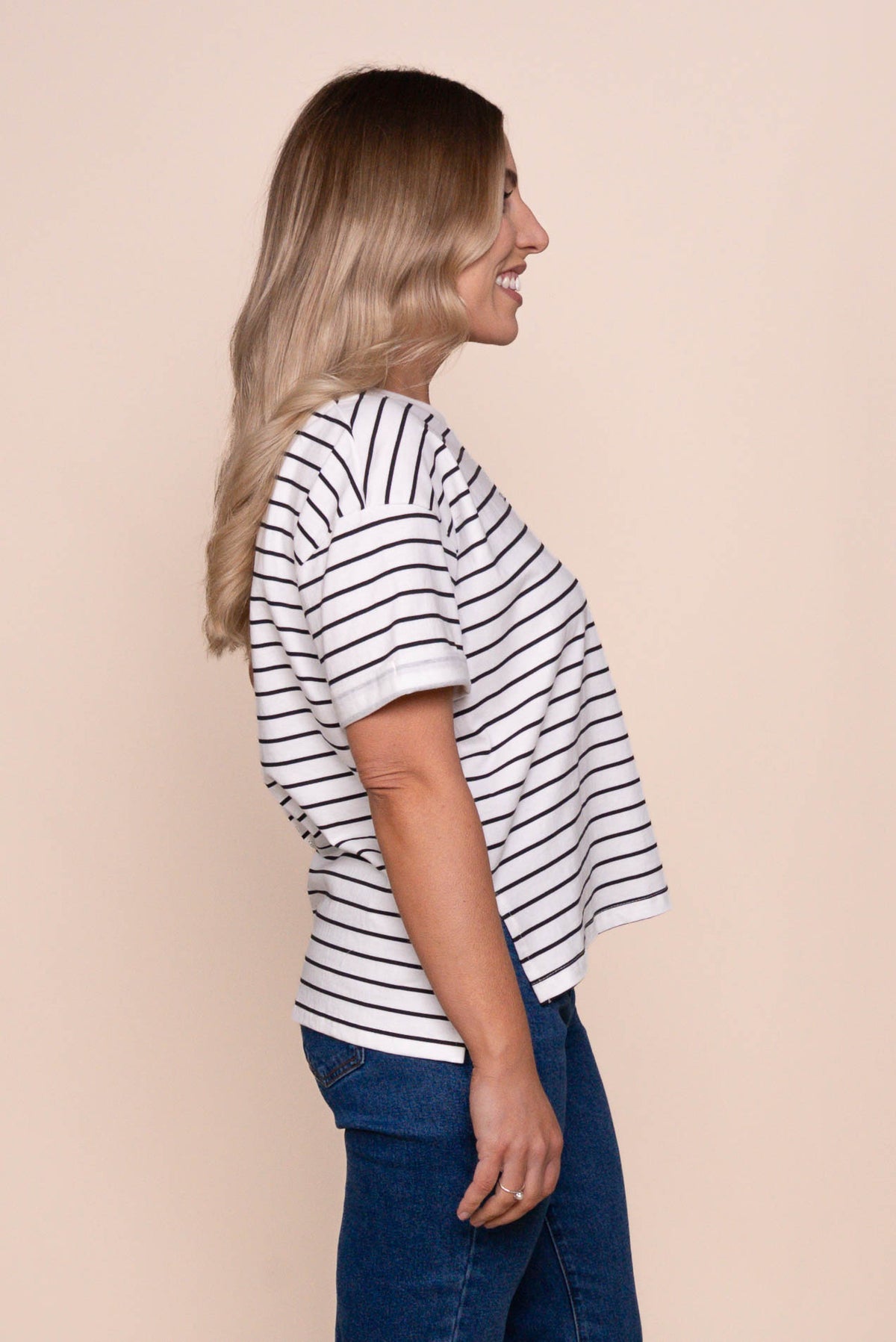 AAE Washed Stripe Tee in Black - All About Eve