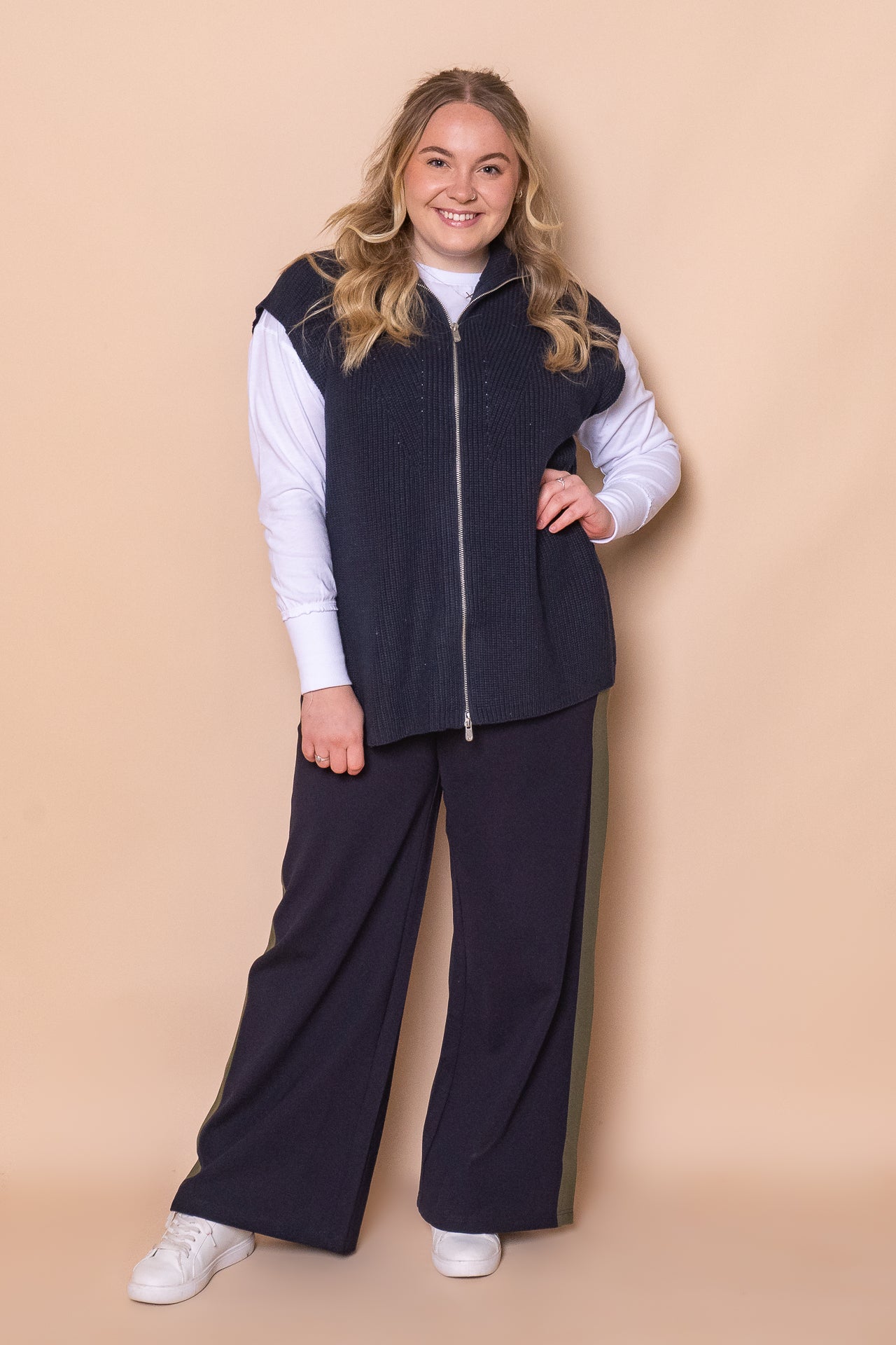 Zip Knit Vest in Navy - Foxwood – Always Alice