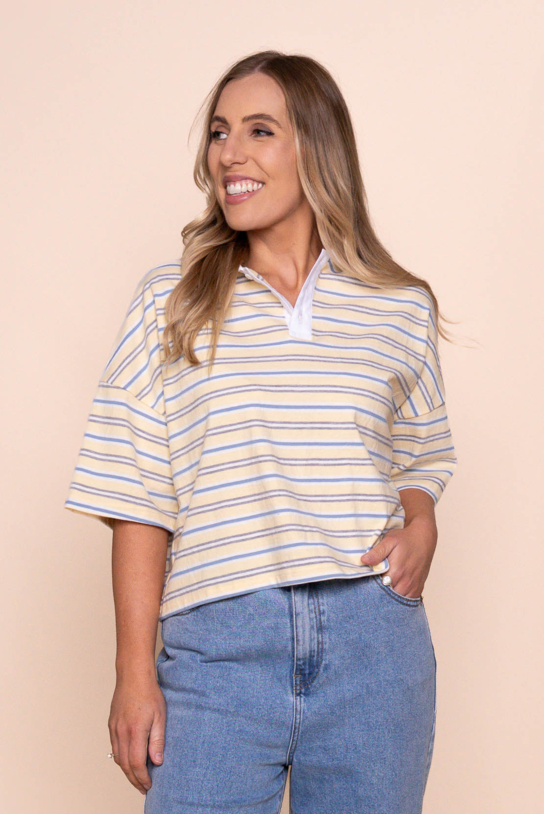 Junie Stripe Rugby Tee in Yellow - All About Eve
