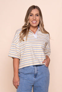 Junie Stripe Rugby Tee in Yellow - All About Eve