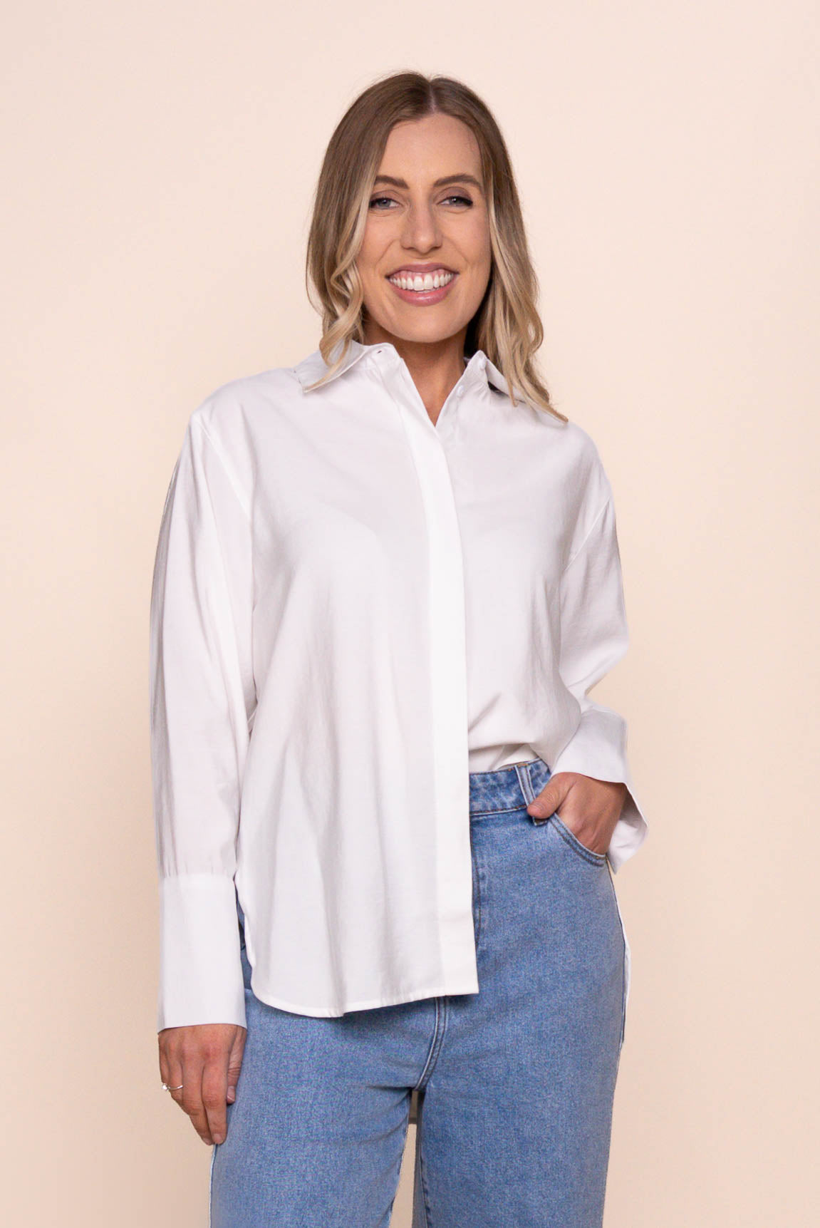 Nixie Long Sleeve Top in White