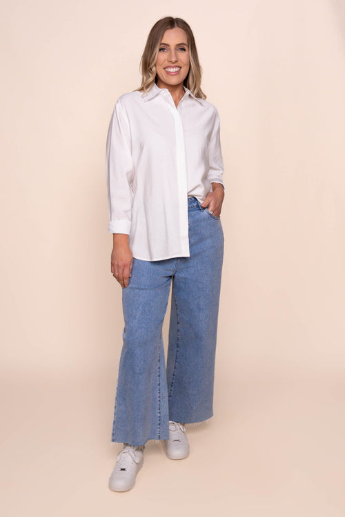Nixie Long Sleeve Top in White