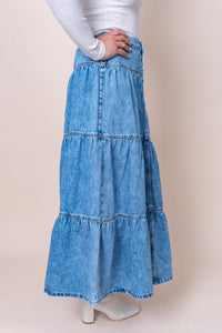 Coco Denim Maxi Skirt in Light Blue - All About Eve