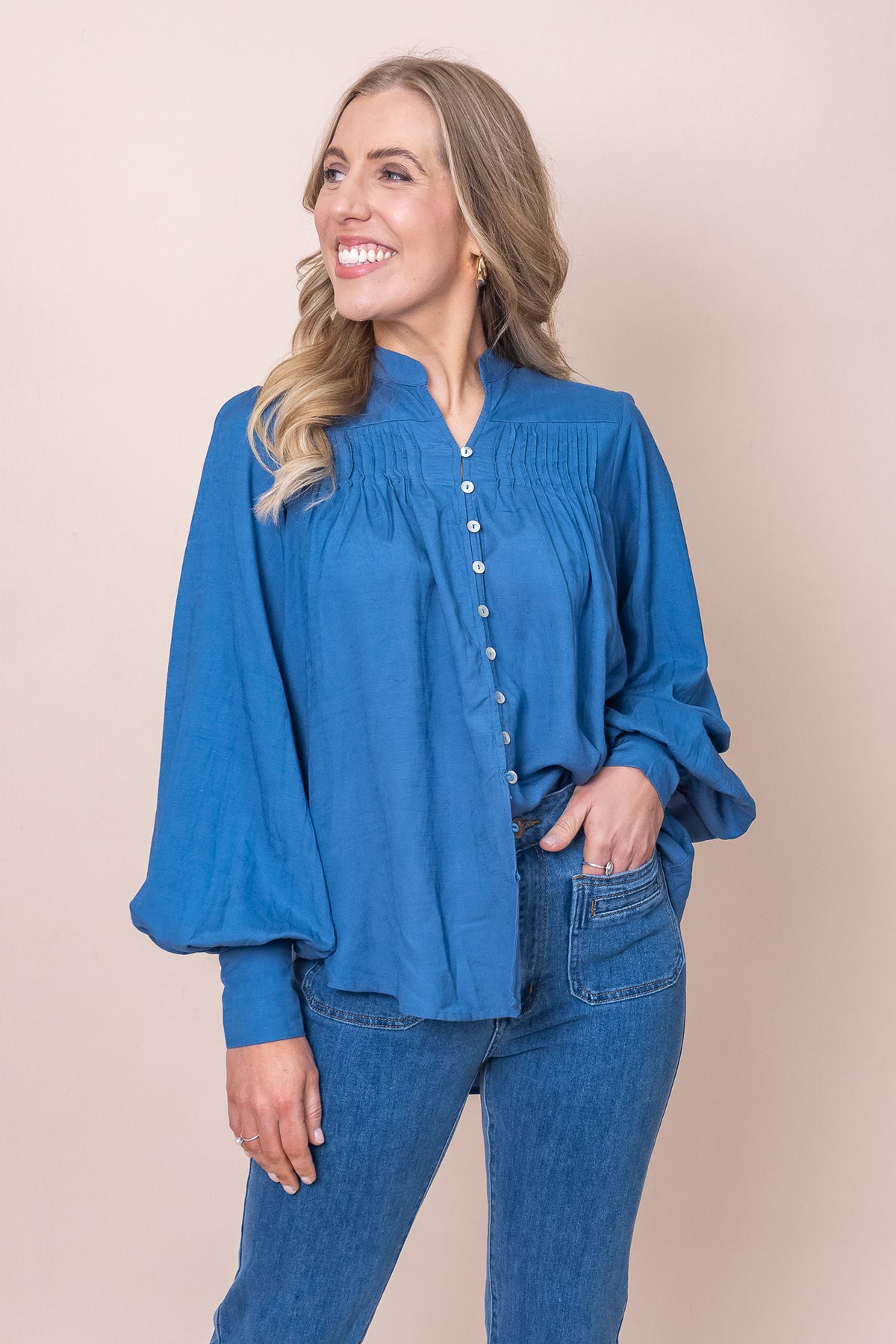 Lesolde Top in Steel Blue