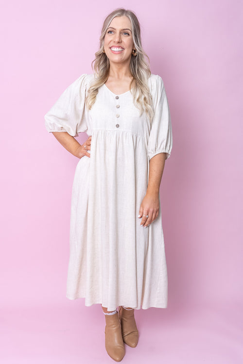 Emery Midi Dress in Sand