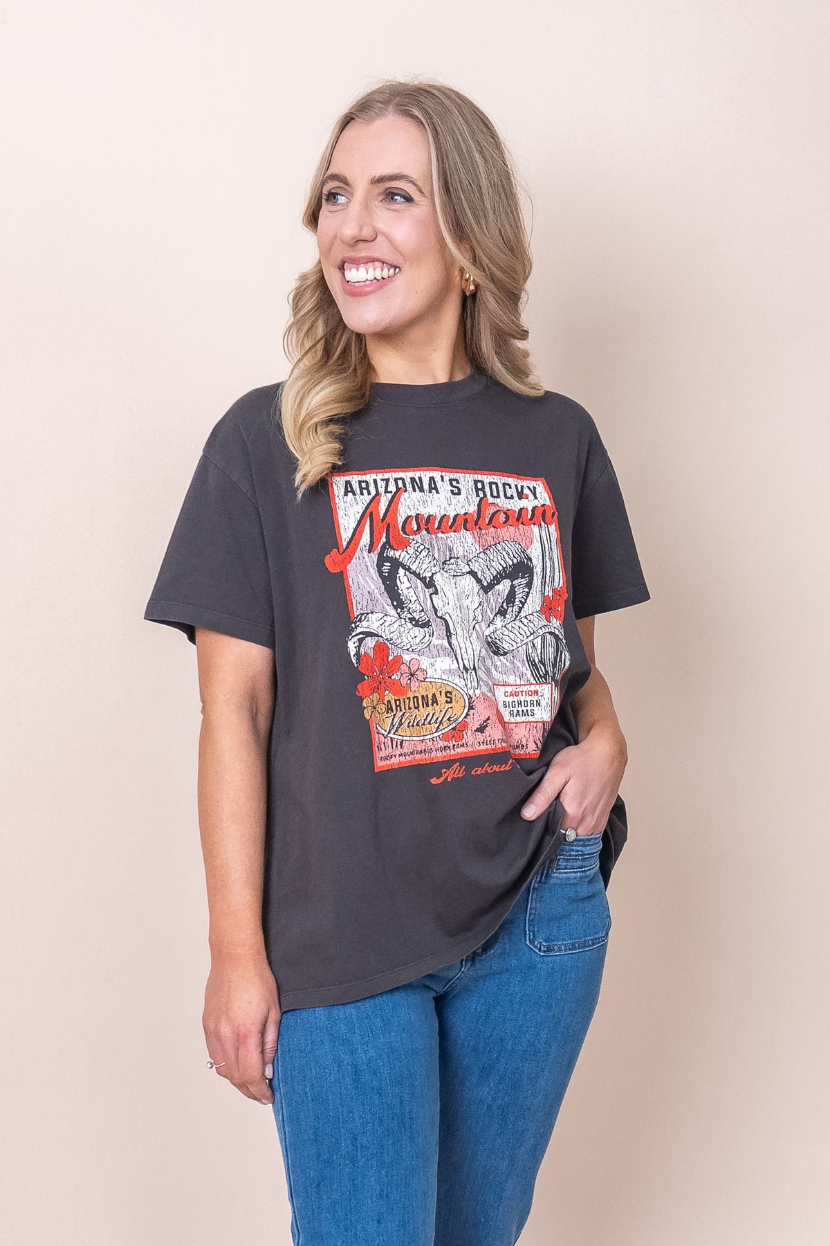 Rocky Mountain Standard Tee in Washed Black - All About Eve