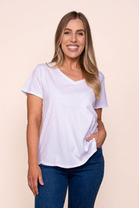 Pima Vee Tee in White - Elm
