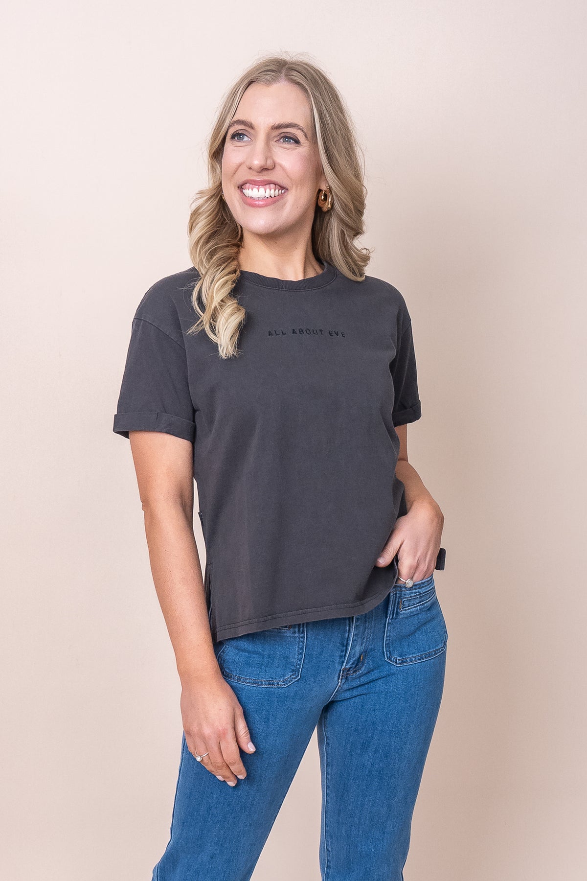 AAE Washed Tee in Washed Black - All About Eve