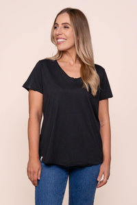 Pima Vee Tee in Black - Elm