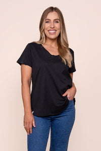 Pima Vee Tee in Black - Elm