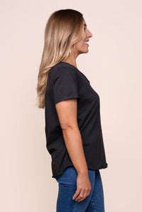 Pima Vee Tee in Black - Elm