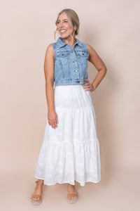 Sutton Broderie Maxi Skirt in Vintage White - All About Eve