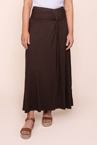 Twist Detail Maxi Skirt in Chocolate - Silent Theory