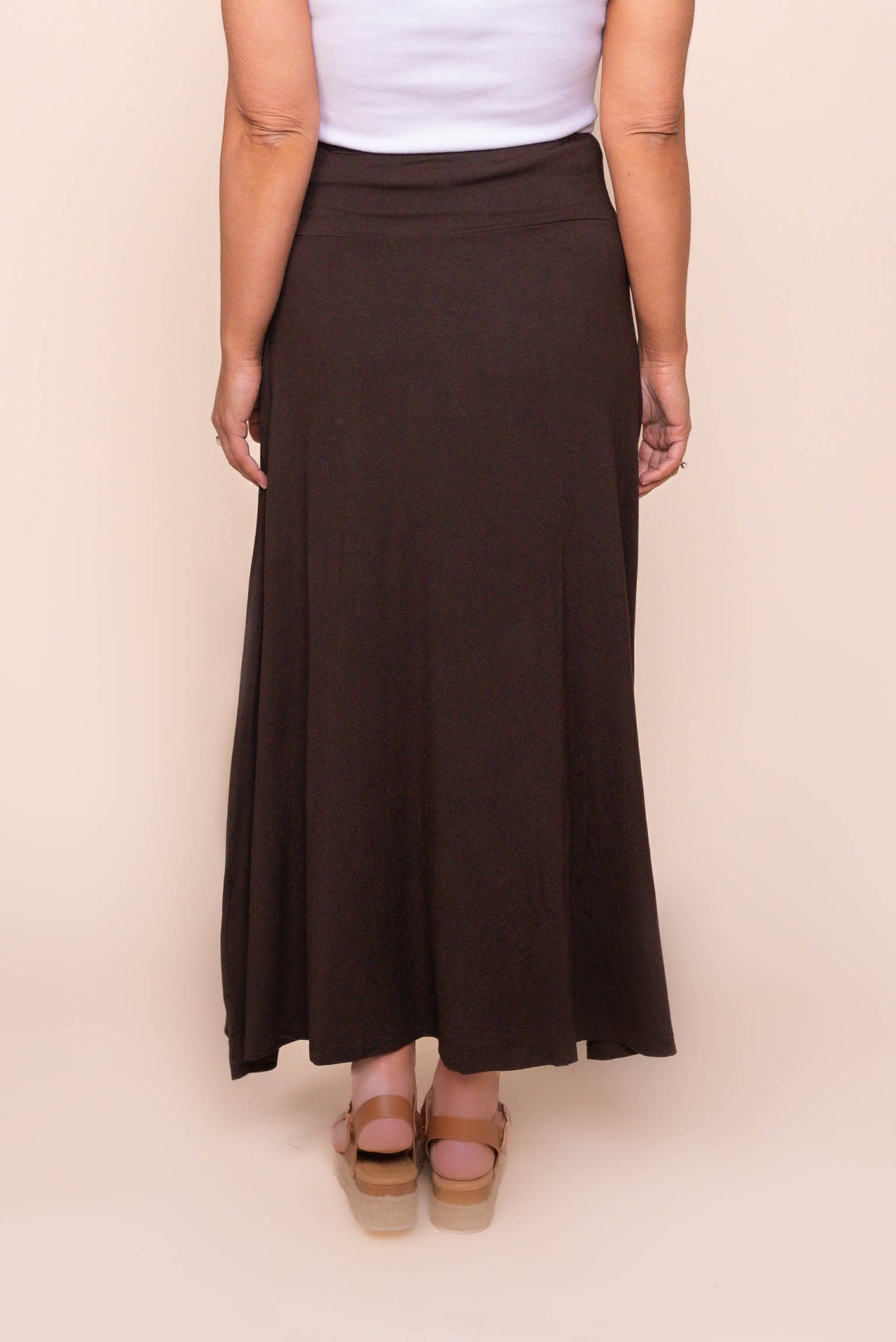 Twist Detail Maxi Skirt in Chocolate - Silent Theory