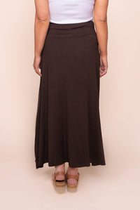 Twist Detail Maxi Skirt in Chocolate - Silent Theory
