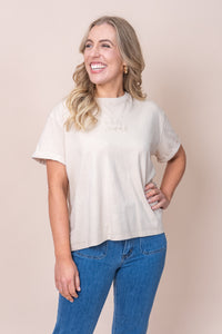 Huntleigh Oversized Tee in Oat - Foxwood