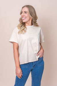 Huntleigh Oversized Tee in Oat - Foxwood