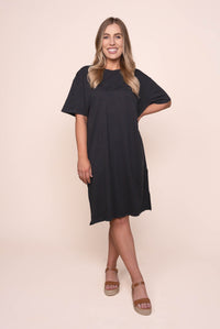 Simplified Tee Dress in Washed Black - Foxwood