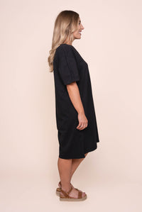 Simplified Tee Dress in Washed Black - Foxwood