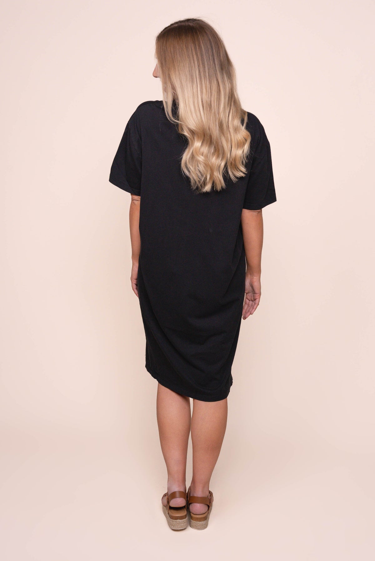 Simplified Tee Dress in Washed Black - Foxwood
