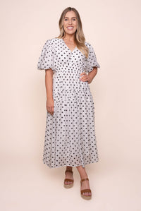 Maradona Polka Dot Midi Dress in White