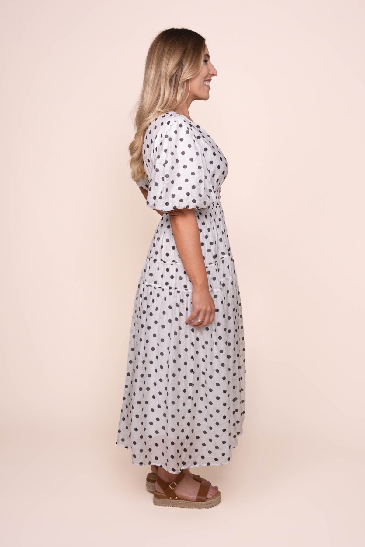 Maradona Polka Dot Midi Dress in White
