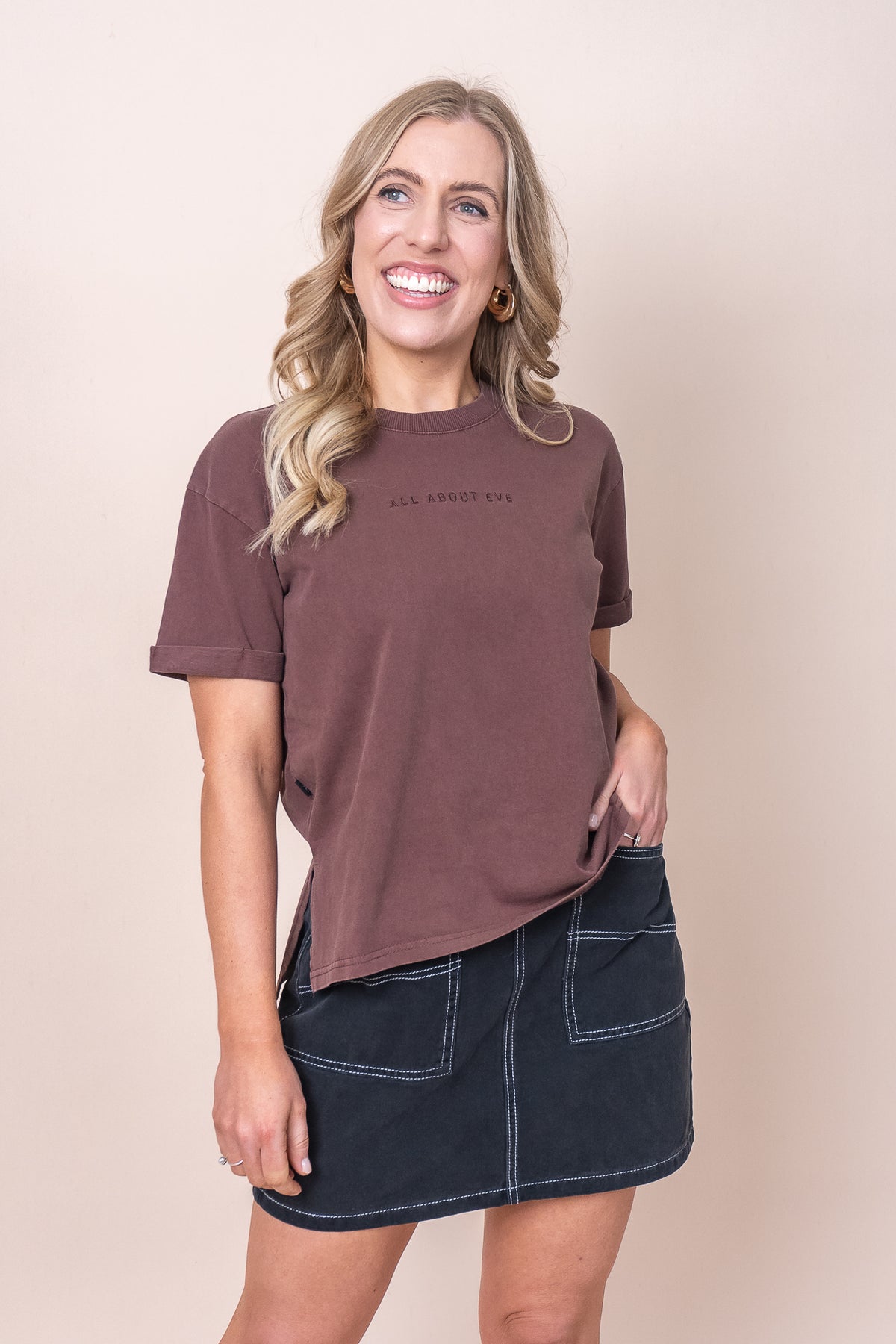 AAE Washed Tee in Brown - All About Eve