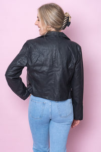 Maeve Faux Leather Jacket in Black
