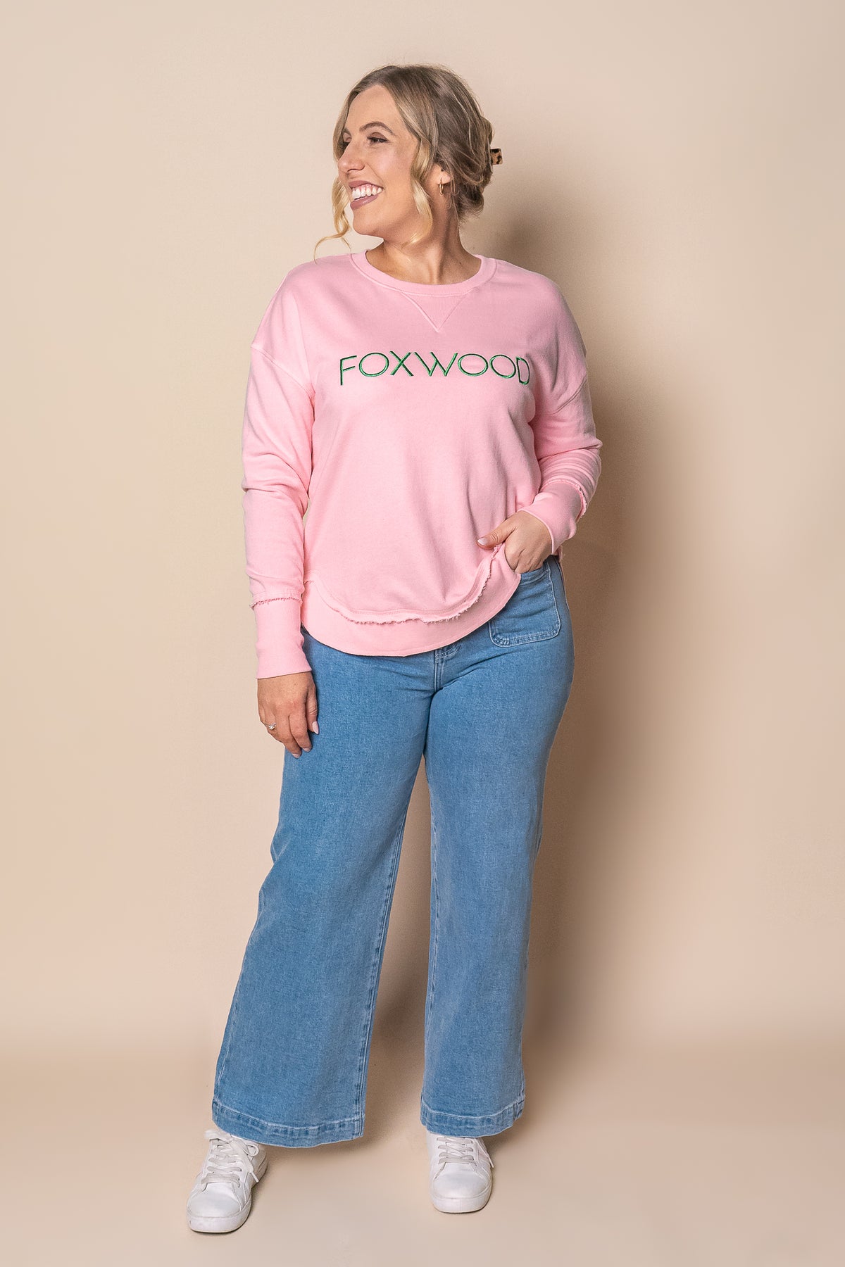 Simplified Metallic Crew in Pink/Emerald - Foxwood