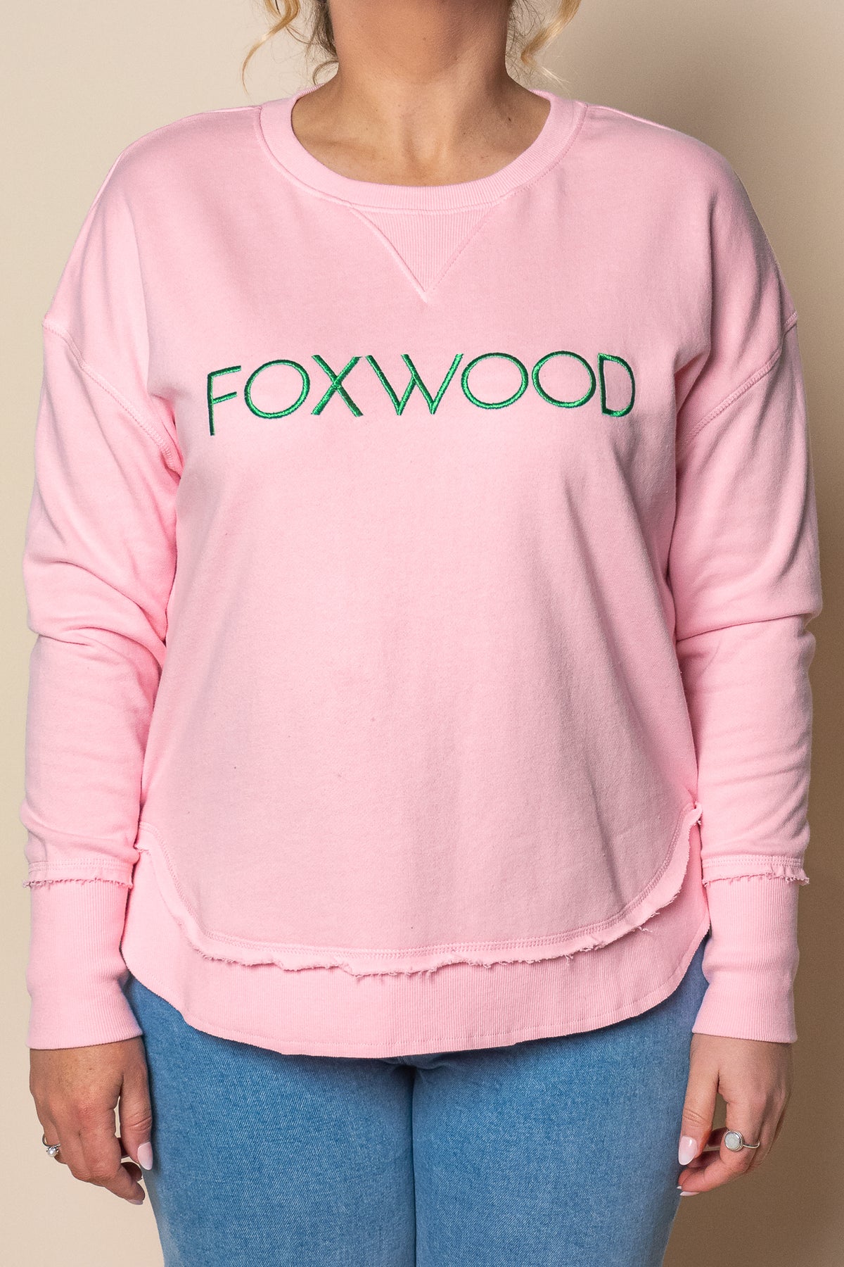 Simplified Metallic Crew in Pink/Emerald - Foxwood