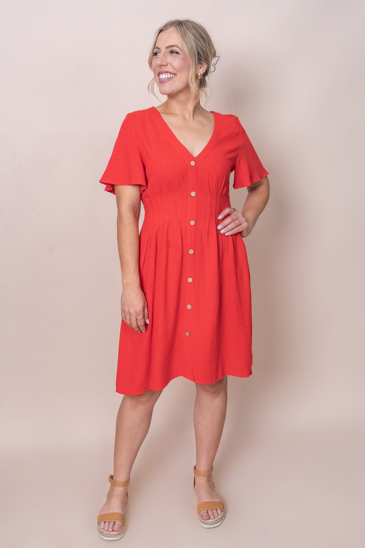 Delia Dress in Red